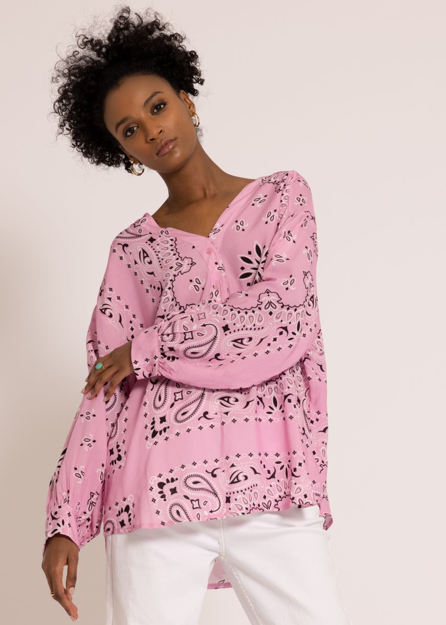 Blusenshirt mit Bandana-Print, rosa