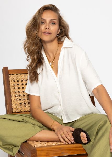Bluse in Crincle Optik - weiß