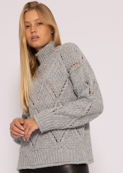 Lässiger Turtleneck-Pullover, grau