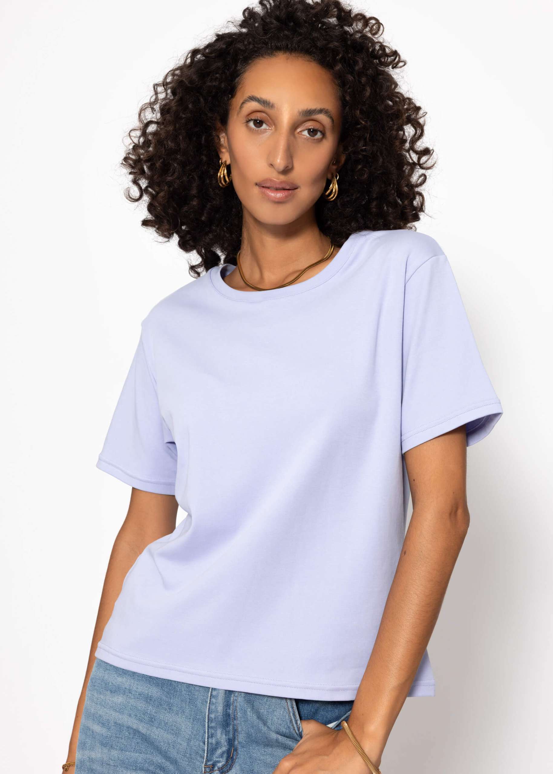 Rundhals T-Shirt - flieder