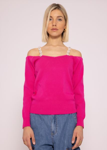 Pullover mit Schmuckträger, pink