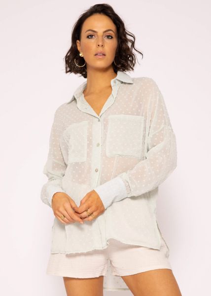 Oversize Plumetis Bluse, hellgrün