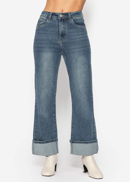 Wide Leg Jeans - mittelblau