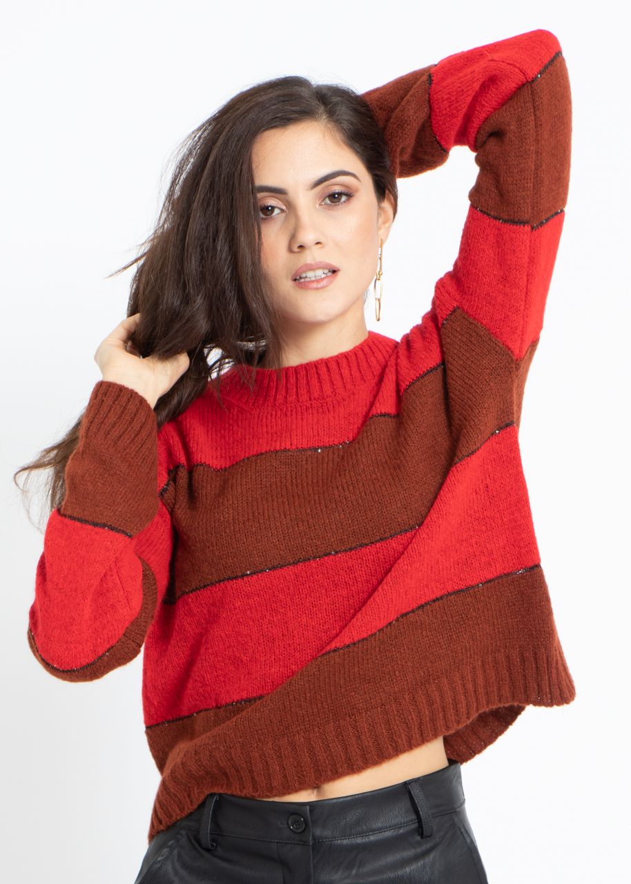 Streifen Pullover Rot Braun Pullover Und Strick Oberteile Bekleidung Sale Sassyclassy De