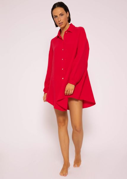 Musselin Bluse oversize, rot