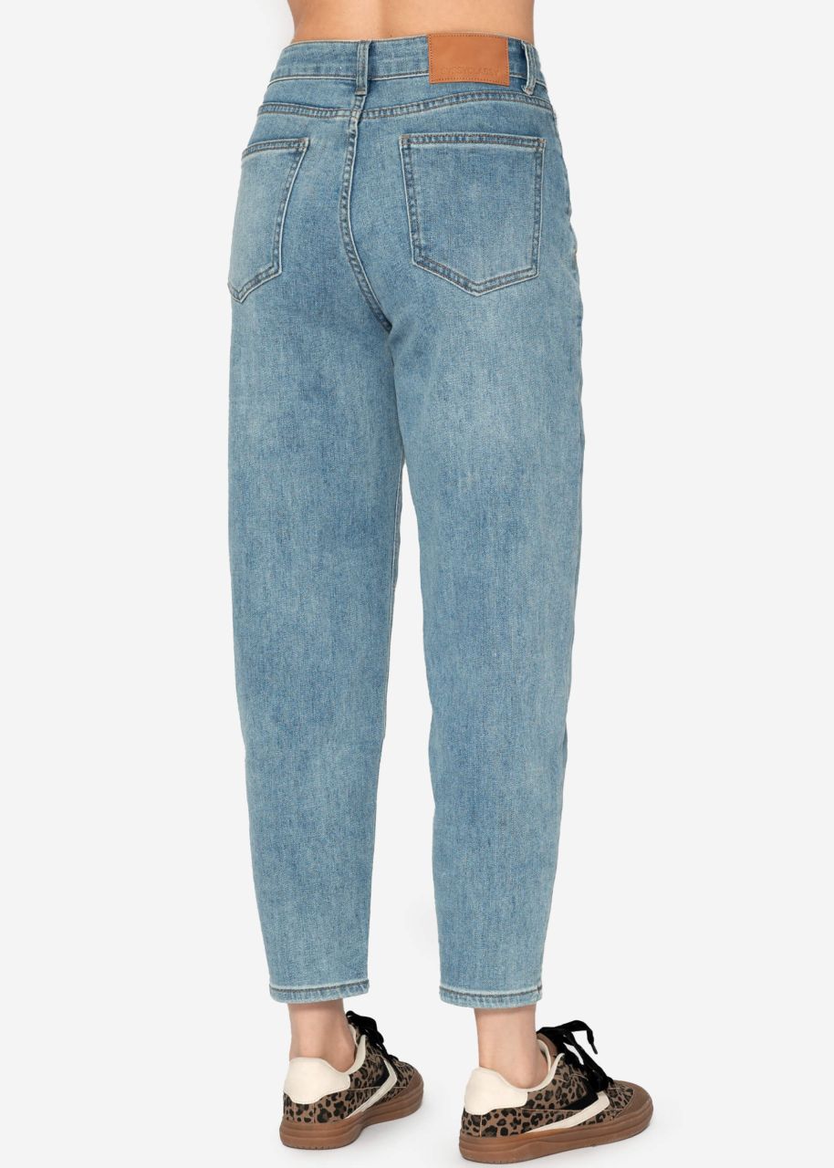 High Waist Karotten-Jeans - blau