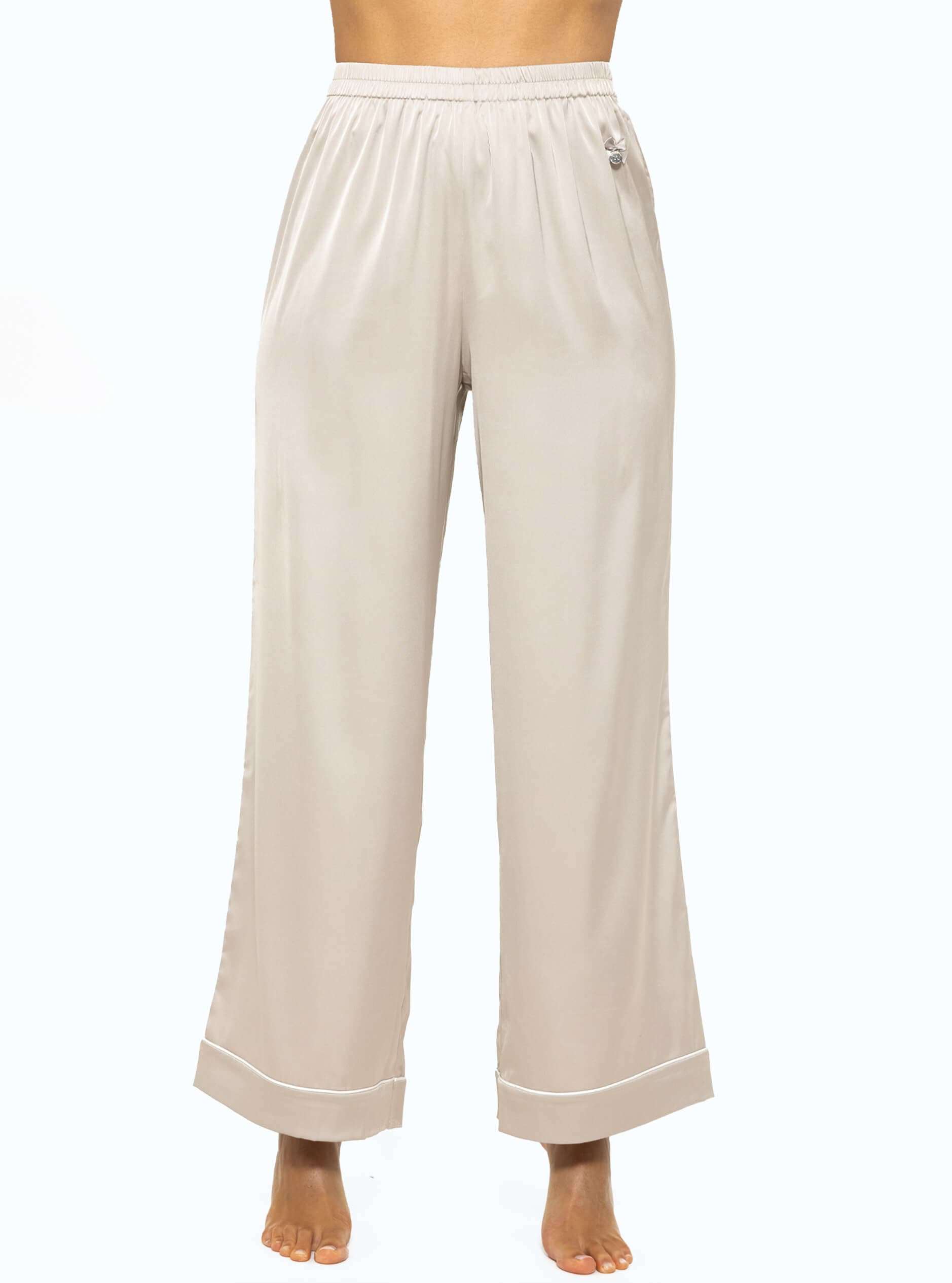 Satin Pants mit Paspel - champagner