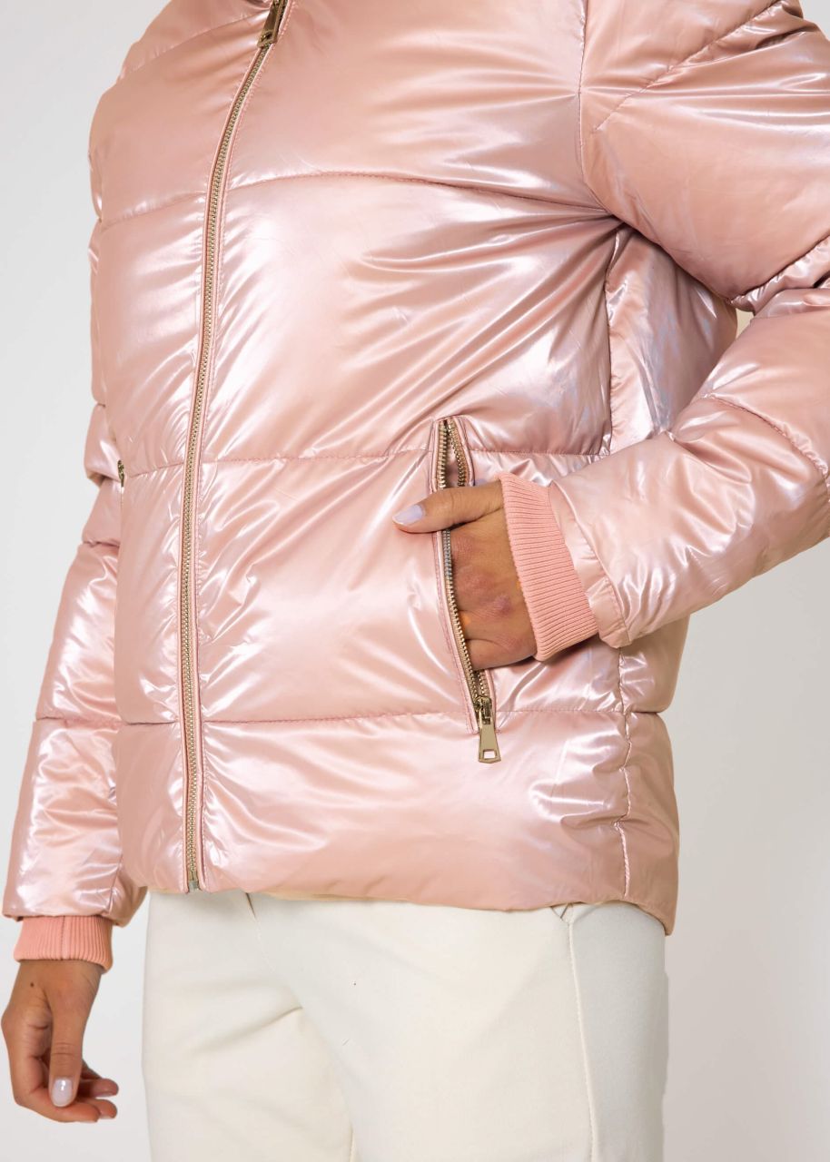 Pufferjacke mit Stehkragen - rosa