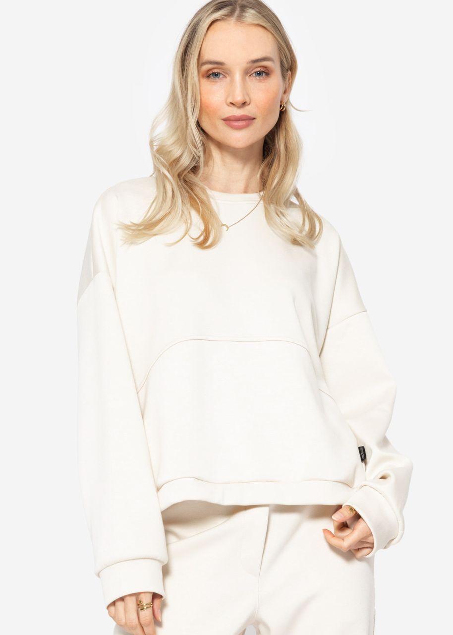 Softes Sweatshirt mit Teilungsnähten - offwhite