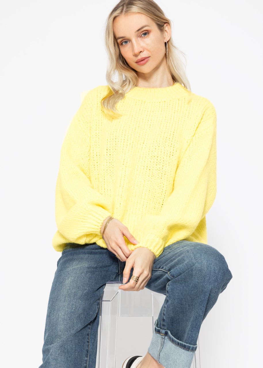 Oversize Pullover mit Rundhals-Ausschnitt - vanillegelb