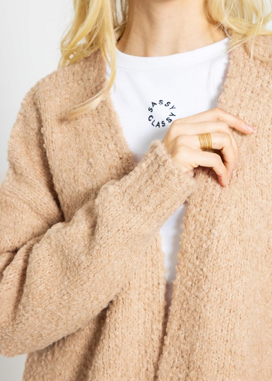 Lose fallender Bouclé Cardigan - camel