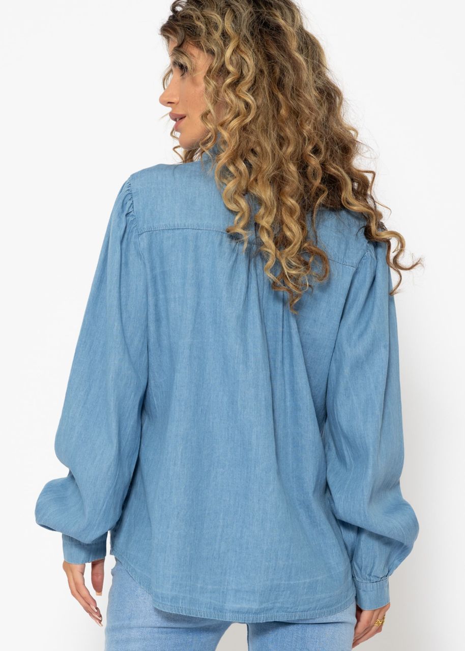 Feminine Denim Bluse - blau