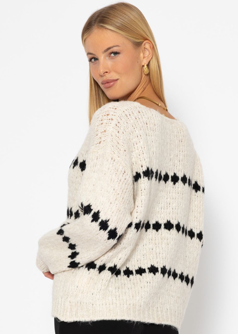 Pullover mit Fantasie-Streifenmuster - offwhite