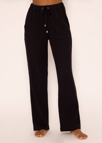 Casual Pants in Waffelpiqué - schwarz