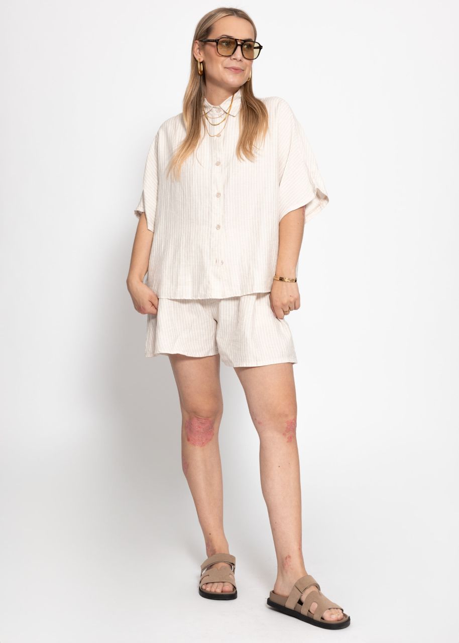 Gestreifte Shorts - hellbeige