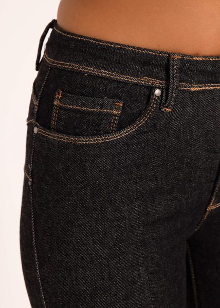 Stretchy Mid Waist Push Up Jeans - schwarz-grau meliert