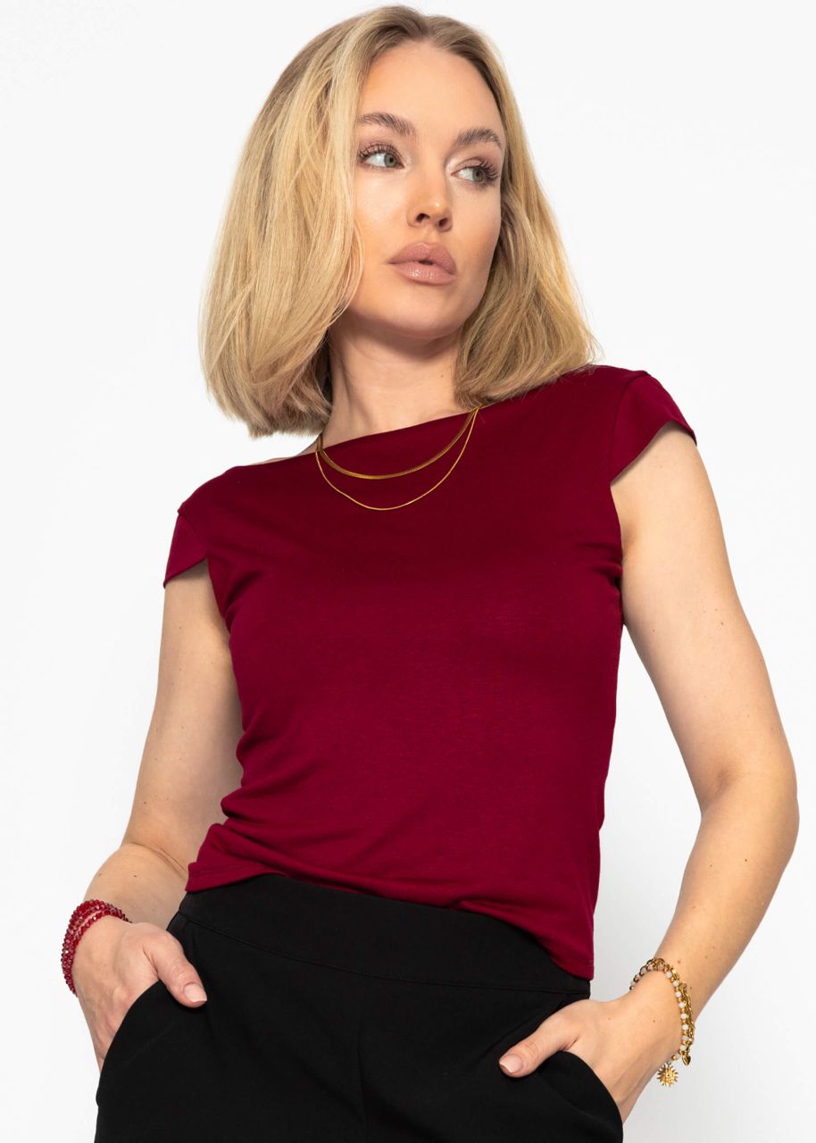 T-Shirt mit tiefem Rückenausschnitt - burgundy