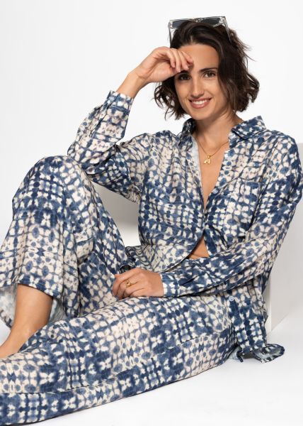 Bluse mit Print - blau