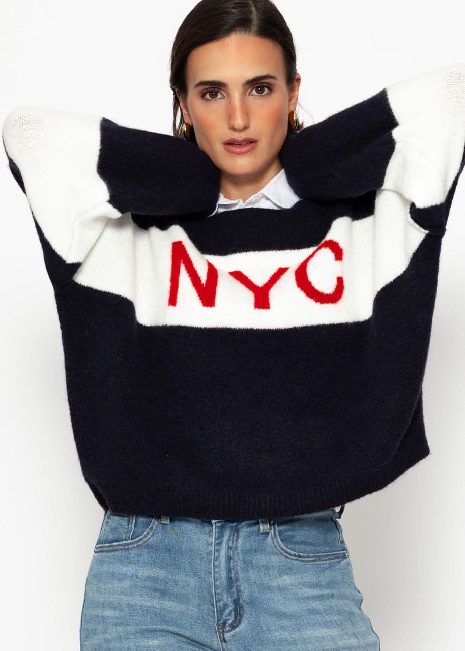 Oversize Pullover "NYC" - dunkelblau