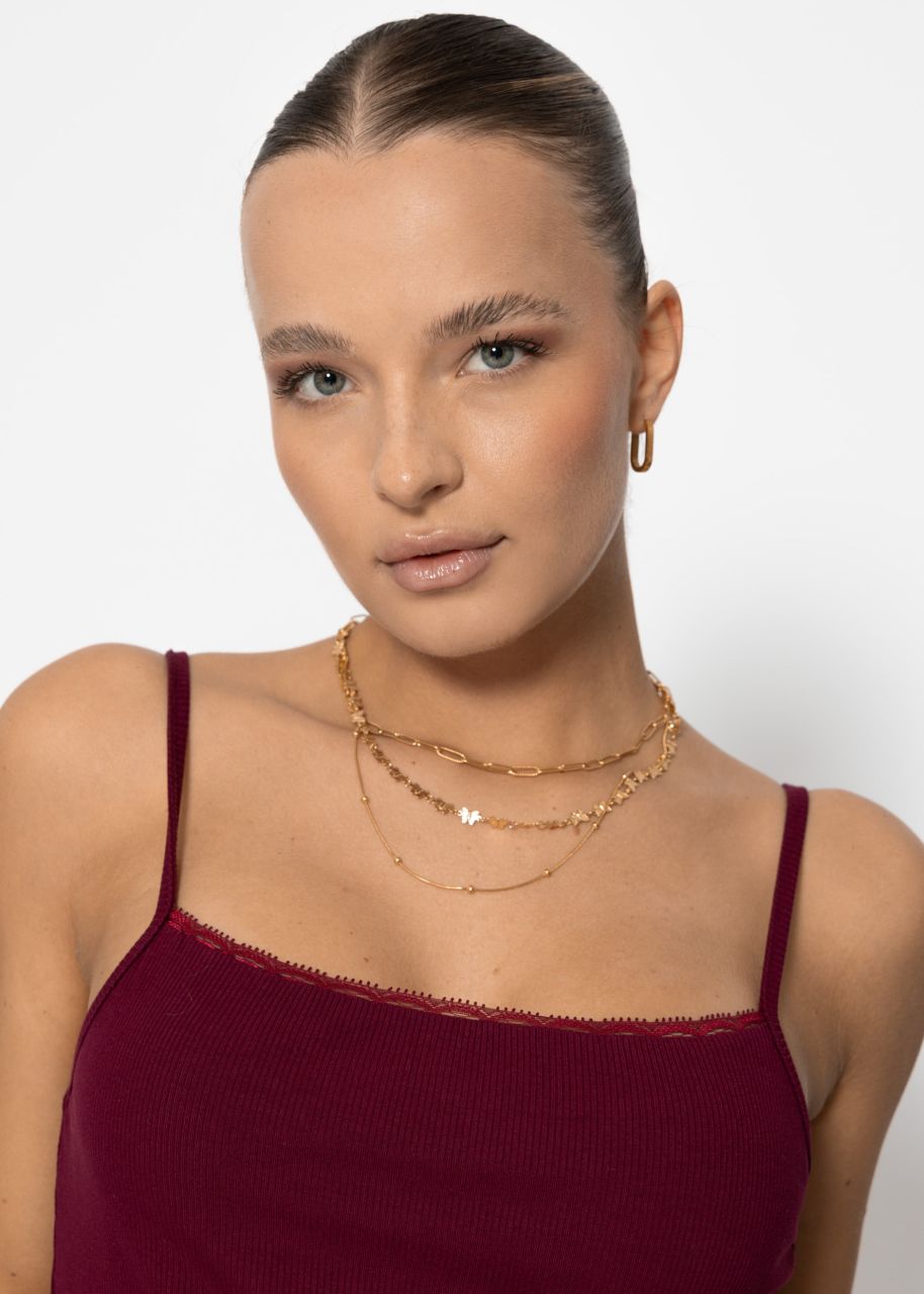 Träger Top mit Spitze - burgundy