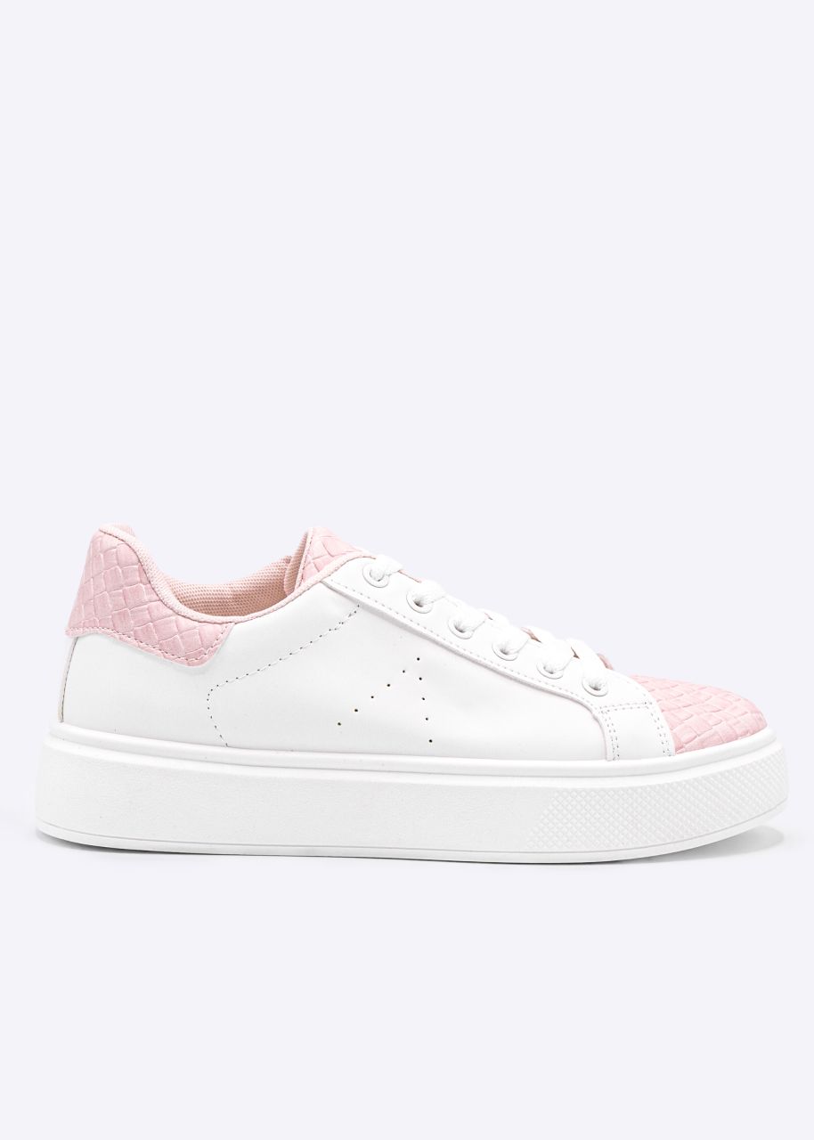 Sneaker mit rosa Web-Details, weiß