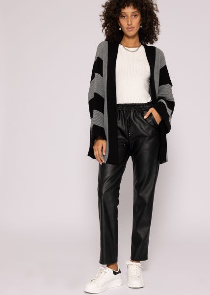 Cardigan mit Längsstreifen, schwarz/dunkelgrau