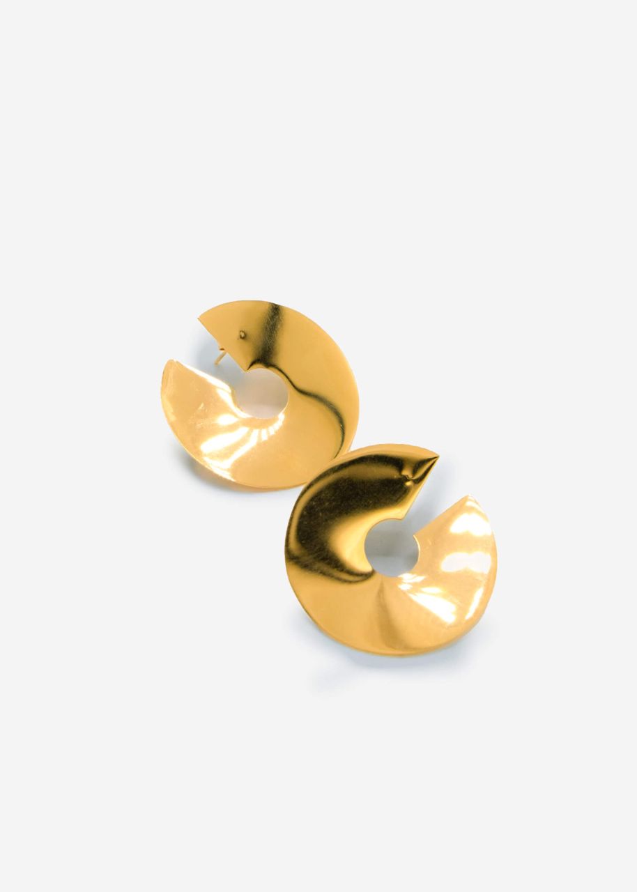 Flache Kreisohrringe mit Cut-Out - gold