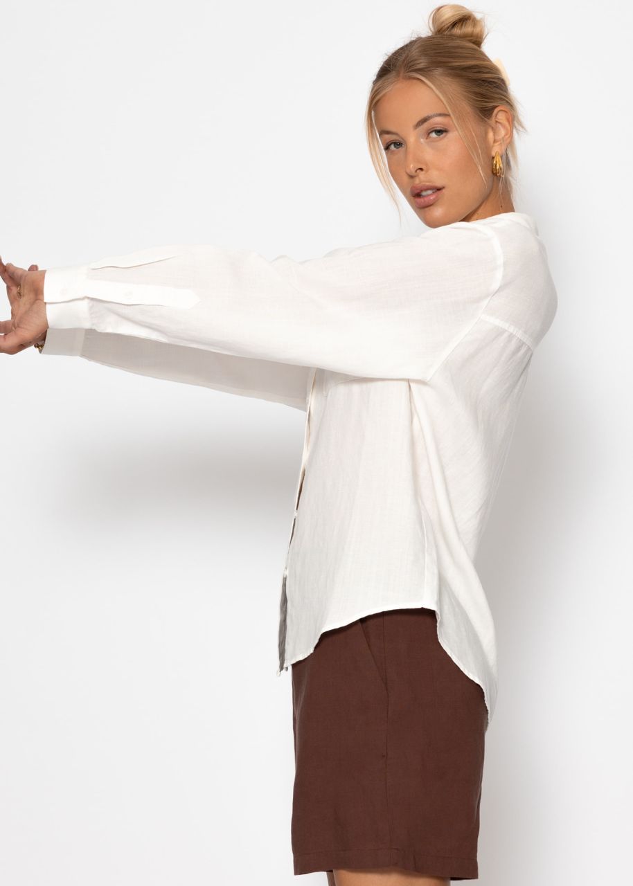 Leinen Hemdbluse - weiß