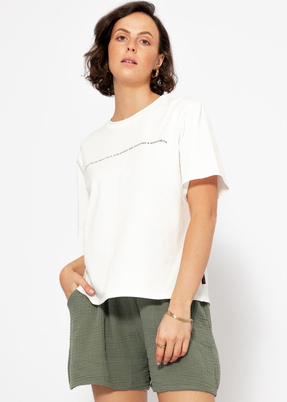 Oversize T-Shirt mit Print - offwhite