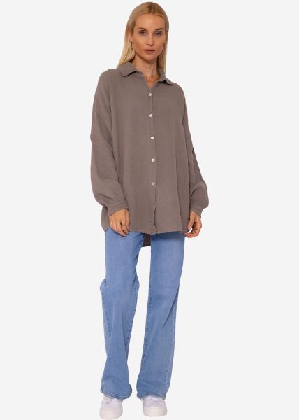 Musselin Bluse im Regular Fit - taupe