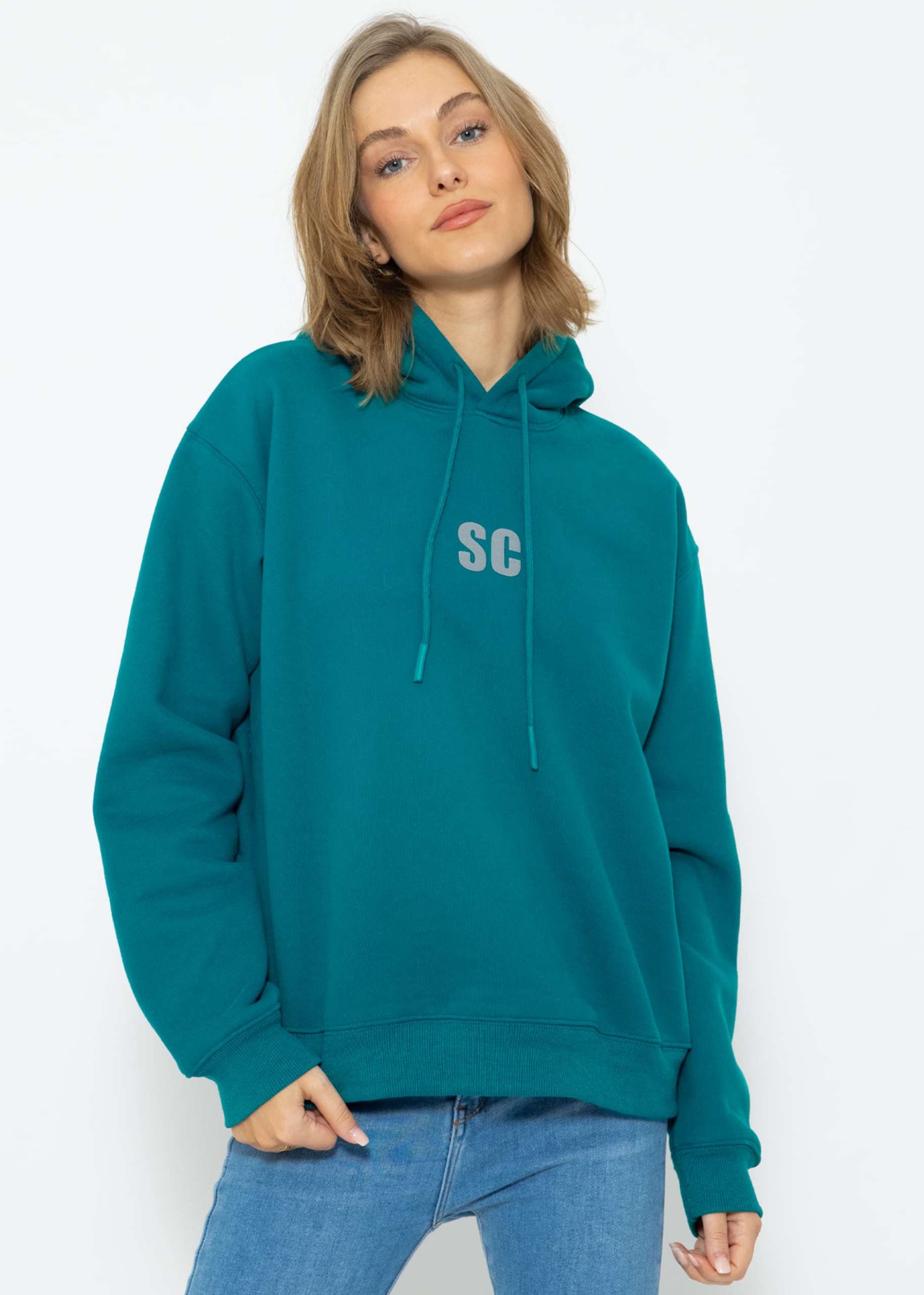 Sweatshirt mit Kapuze - petrolgrün