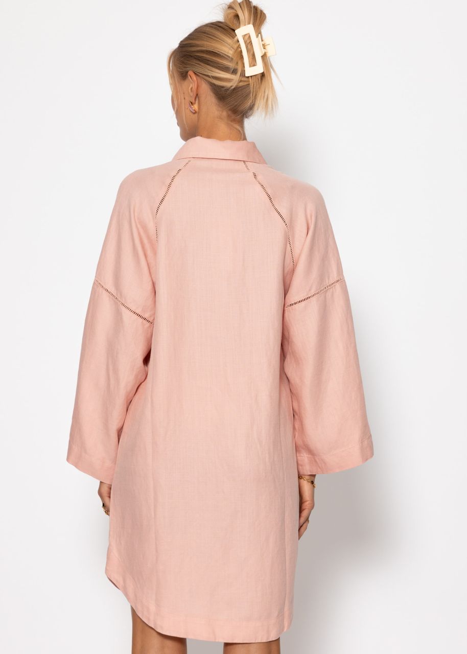 Leinen Kleid mit Knopfleiste - rosa