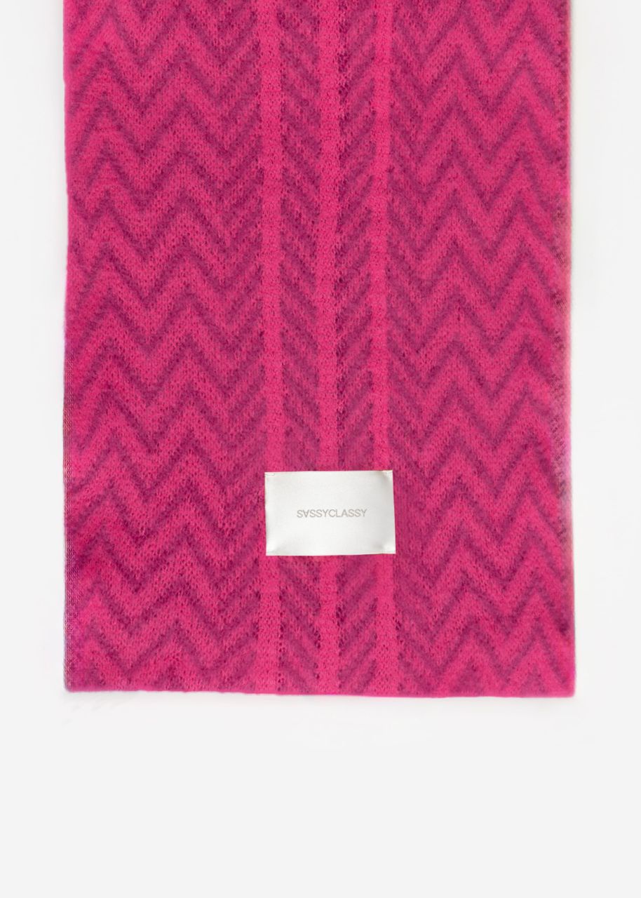 Gemusterter Strickschal - pink-lila