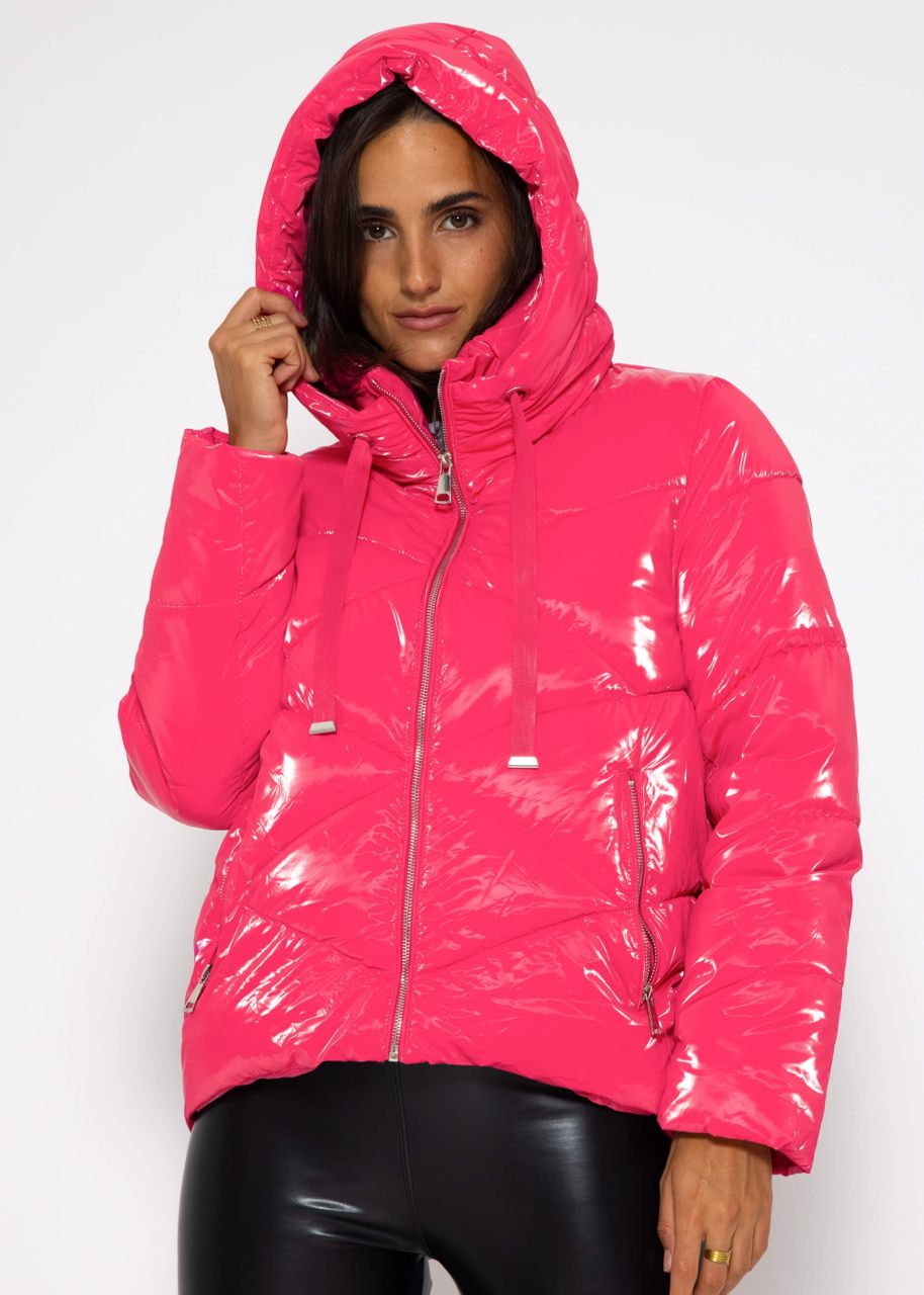 Pufferjacke mit Kapuze - pink