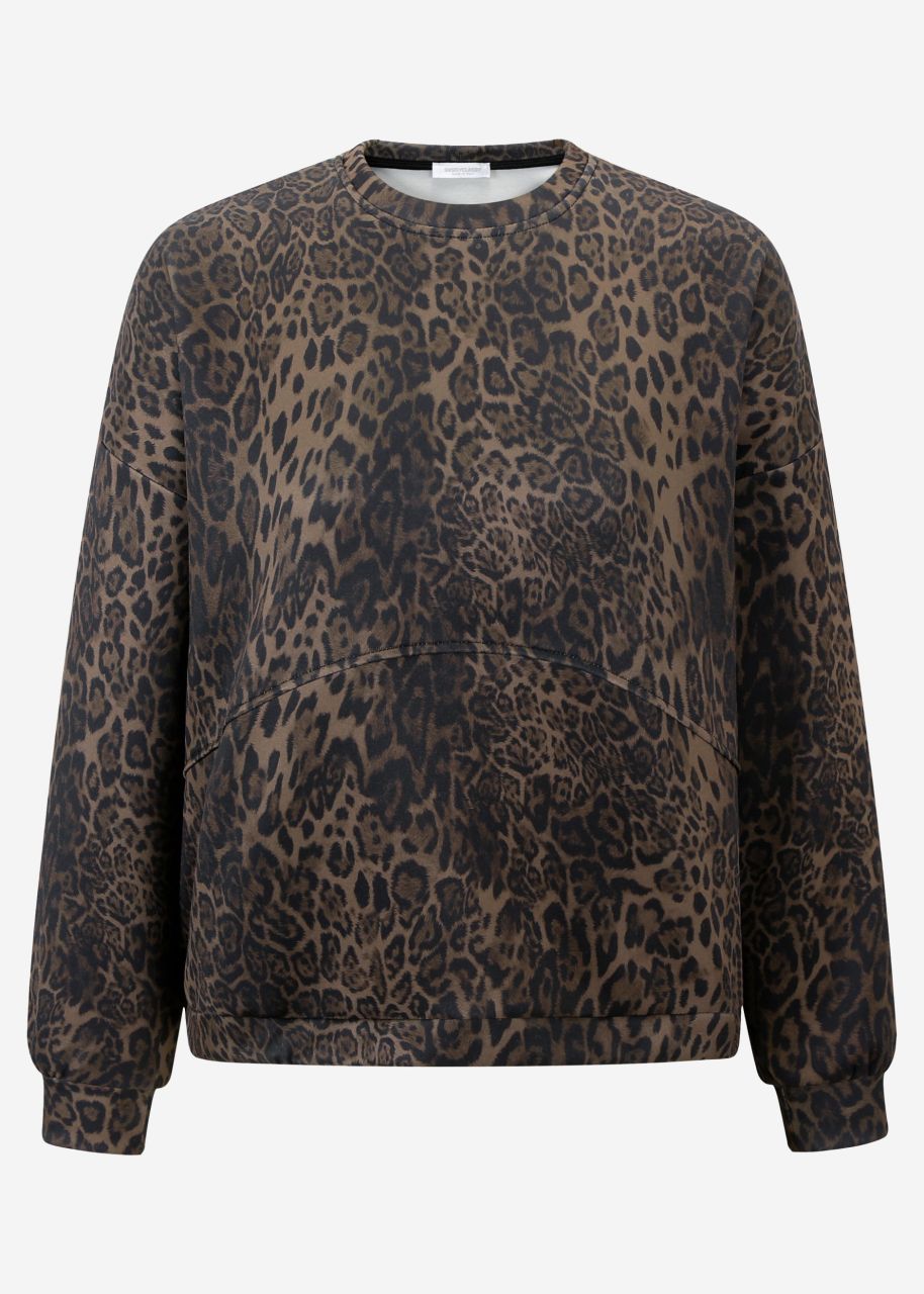 Softes Sweatshirt mit Leo-Print - schwarz-braun