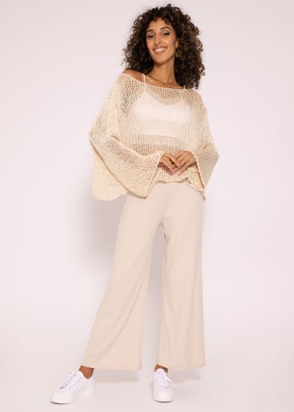 Locker gestrickter Pullover, beige