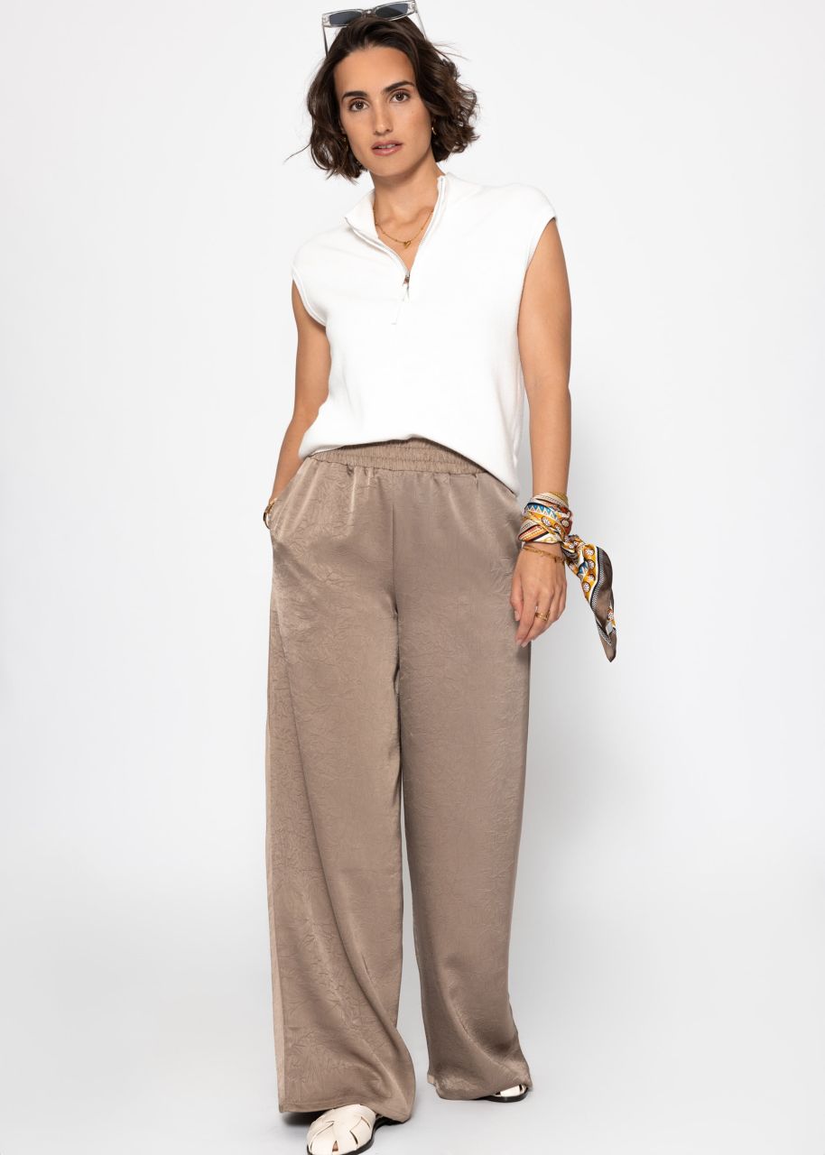 Satin Hose mit weitem Bein - taupe