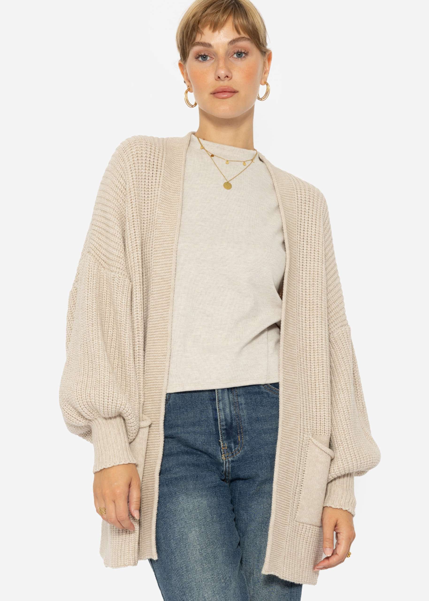 Strick Cardigan mit Taschen - beige