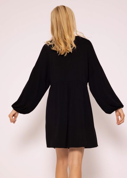 Lässiges Jerseykleid mit V-Ausschnitt, schwarz