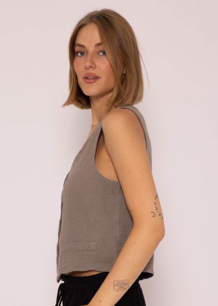 Musselin Anzugweste, taupe