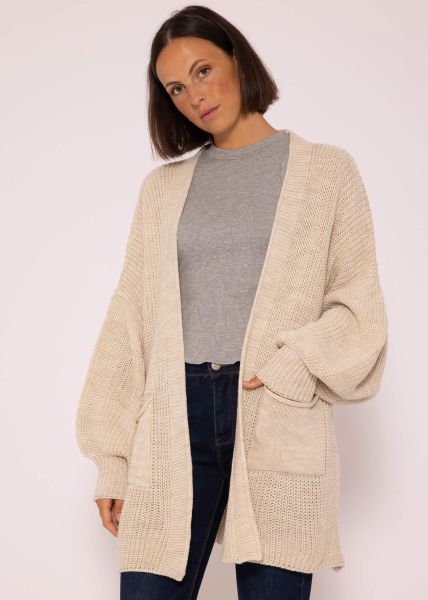 Strick Cardigan mit Taschen - beige