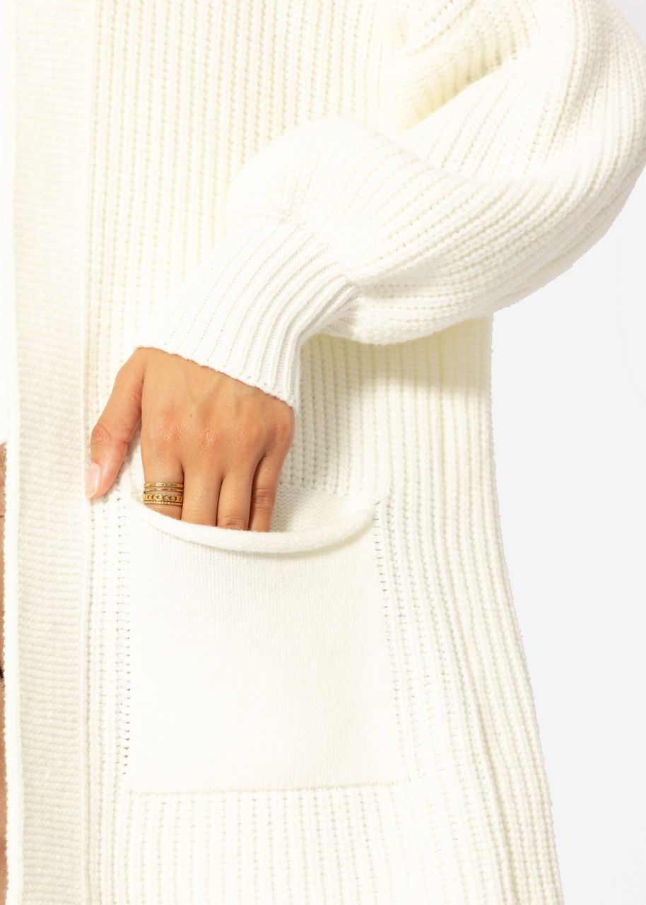 Soft Strick Cardigan mit Taschen - offwhite