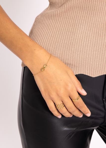 Strick Top mit Bogenkante, camel