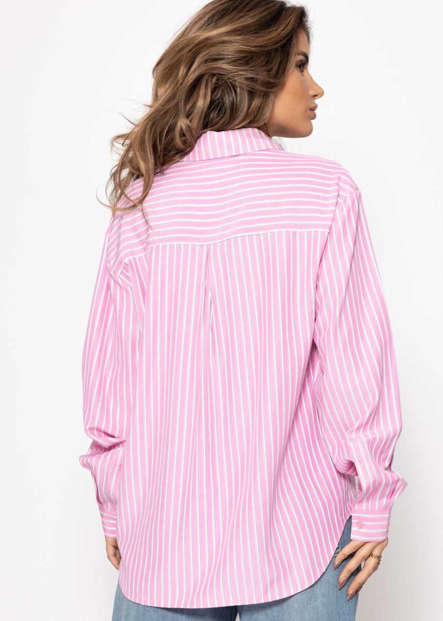 Gestreifte Hemdbluse - pink