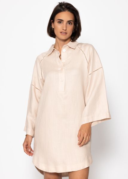 Leinen Kleid mit Knopfleiste - creme
