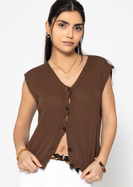 Ärmellose Strickweste - braun