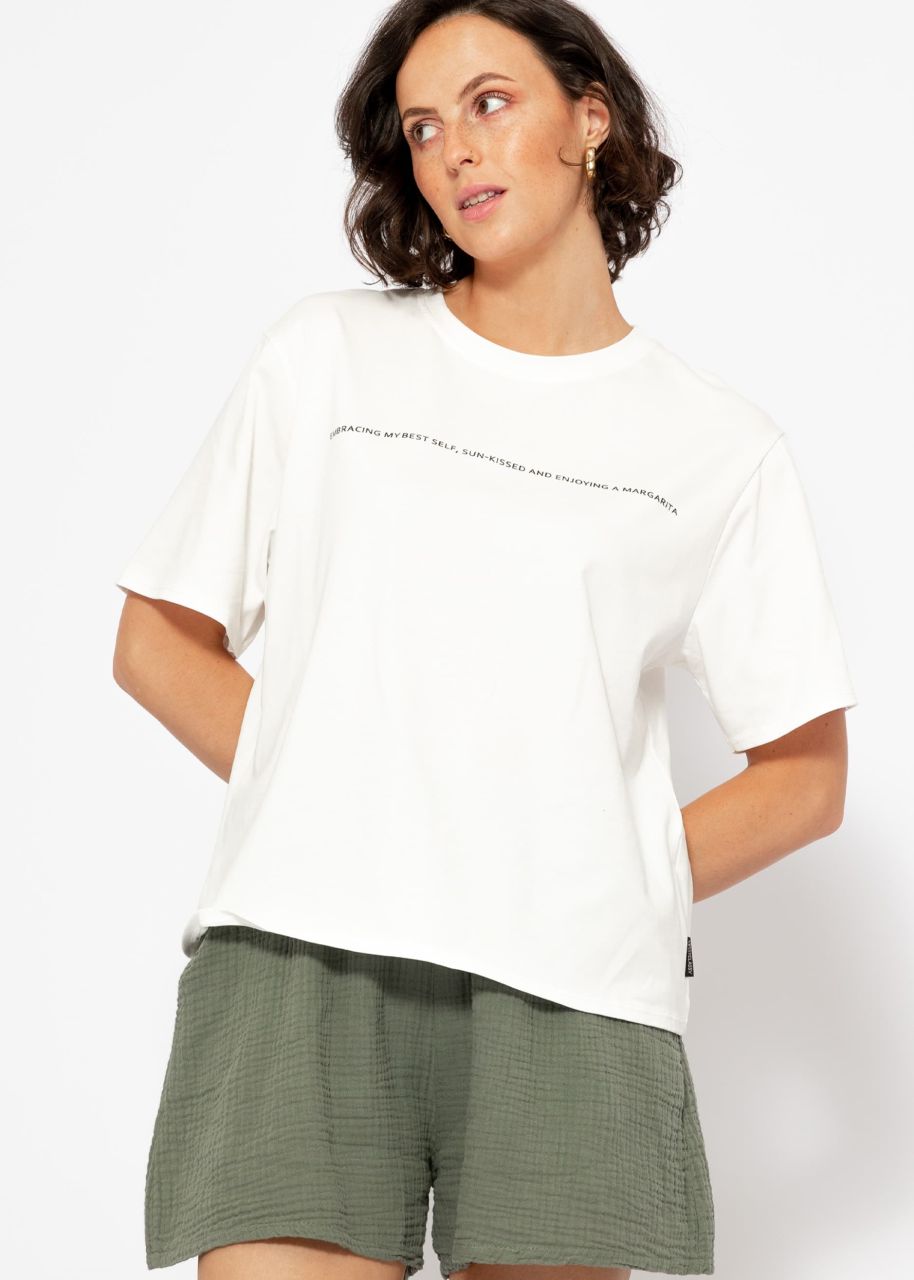 Oversize T-Shirt mit Print - offwhite