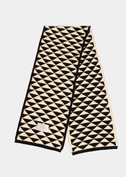 Schal mit geometrischem Print - schwarz-beige
