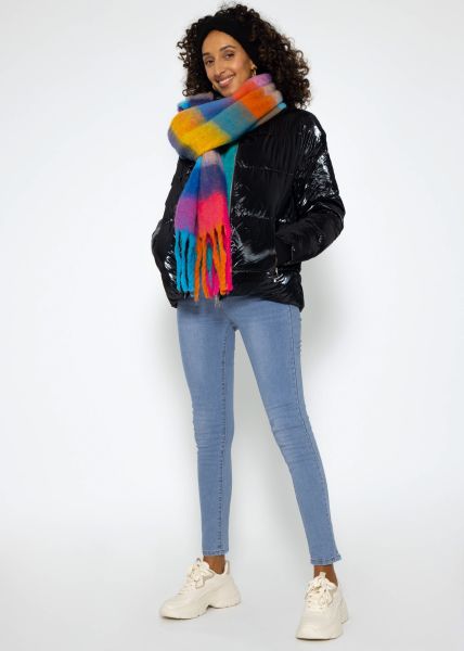 Pufferjacke mit Stehkragen - schwarz