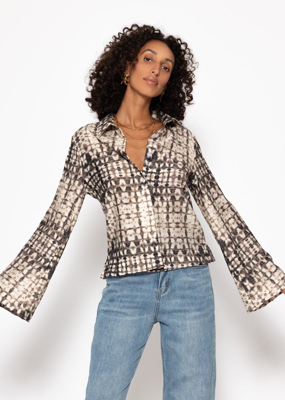Viskose Bluse mit Print - taupe